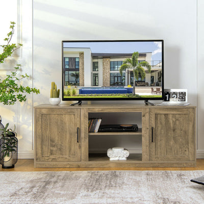 TV Stand with Double Barn Doors for TVs up to 65 Inch-Natural