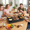 1000W Electric Grill Griddle with 4 Nonstick Woks and Wooden Spatulas for Pancakes
