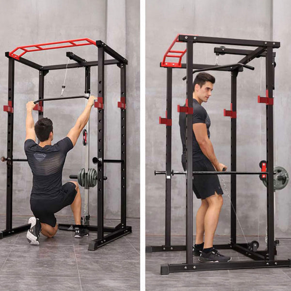 1000LBS Multi-Functional Barbell Rack Squat Power Cage With Weight Bench (SAK35822)