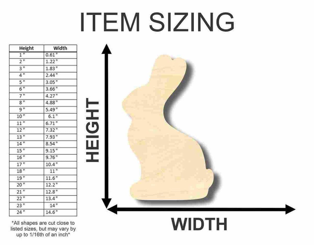 Unfinished Wood Easter Bunny Shape - Craft - up to 46