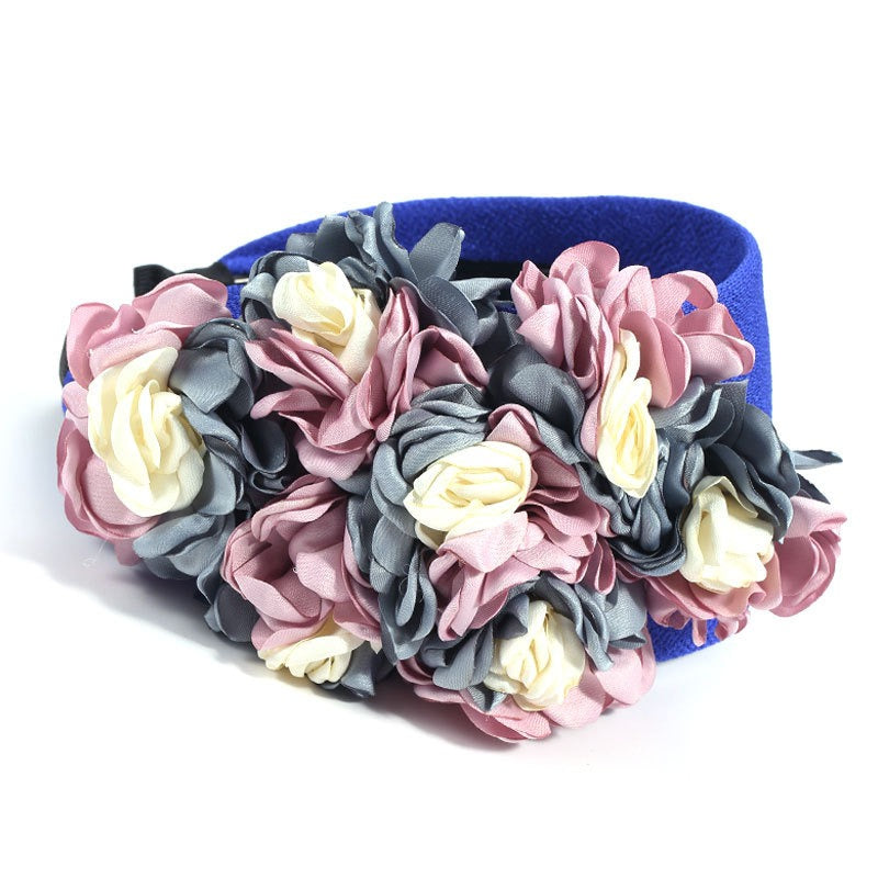 Handmade fabric side three-dimensional flower headband