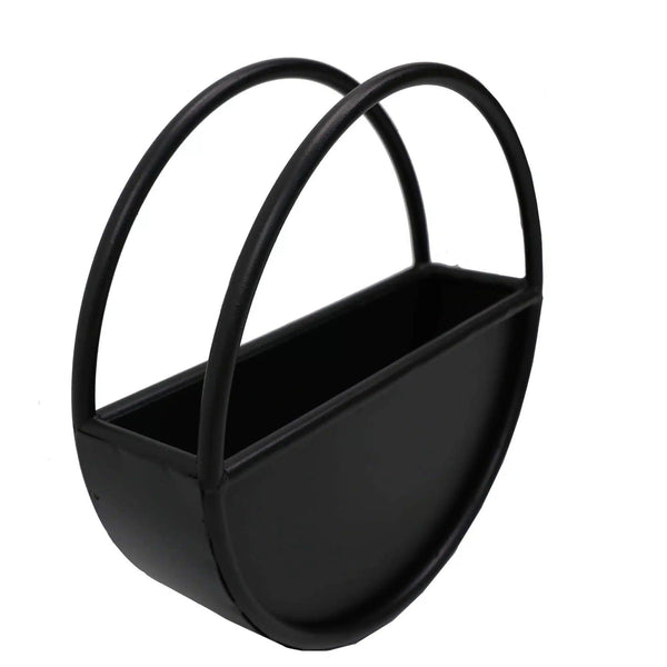 Floating Half Moon Metal Wall Planter – Onyx Black 35cm