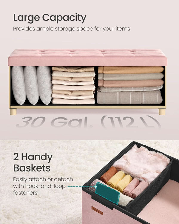 Jelly Pink Velvet Extra Large Storage Ottoman Chest