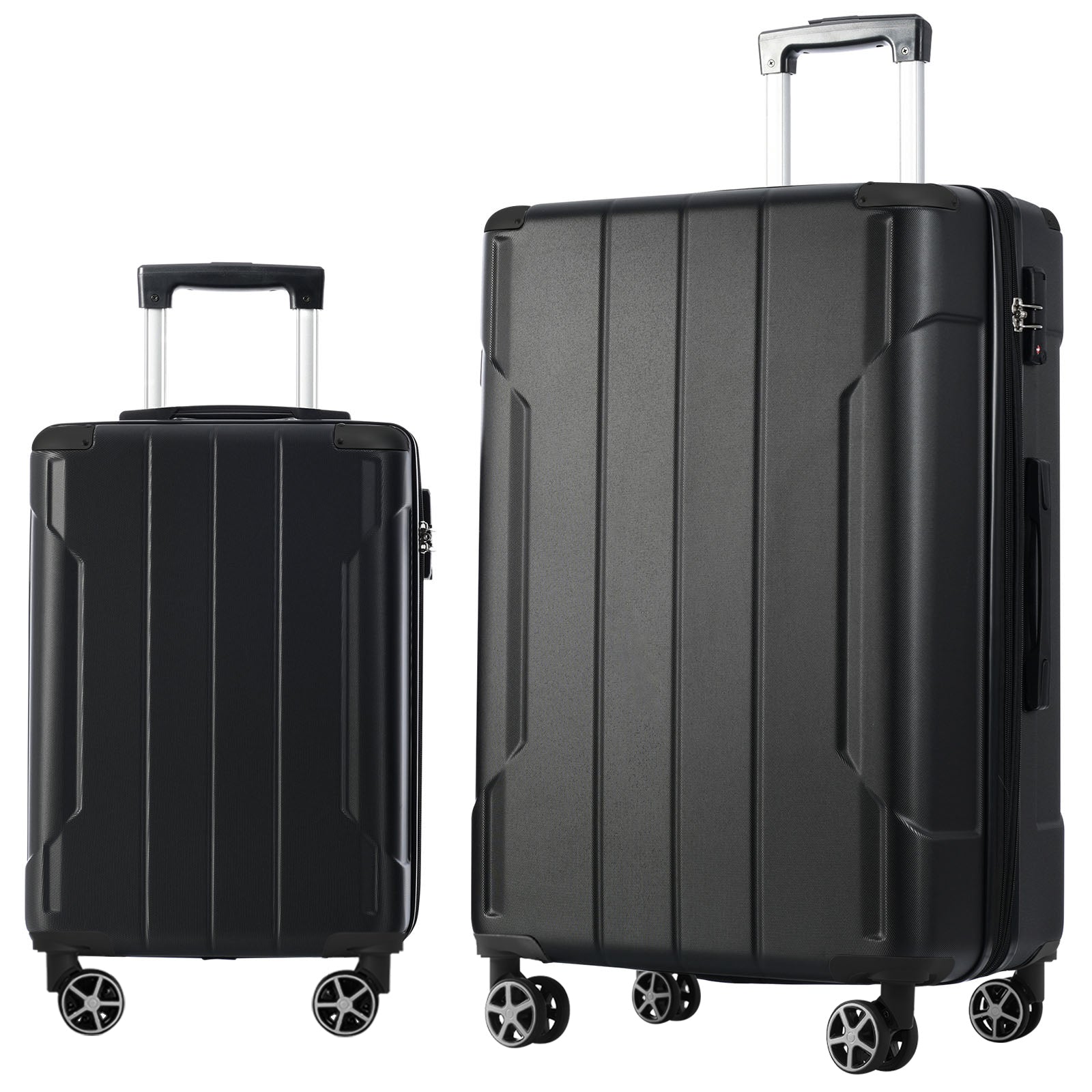 Luggage Sets 2 Piece, Hardshell ABS Lightweight and Expandable(only 28') Suitcases with Double Wheels, Carry-on Luggage, 2-Piece Set (20/28), Black
