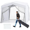 Pop up Canopy Tent wiht 4 Sidewalls Mesh Netting Wheeled Bag-White - White