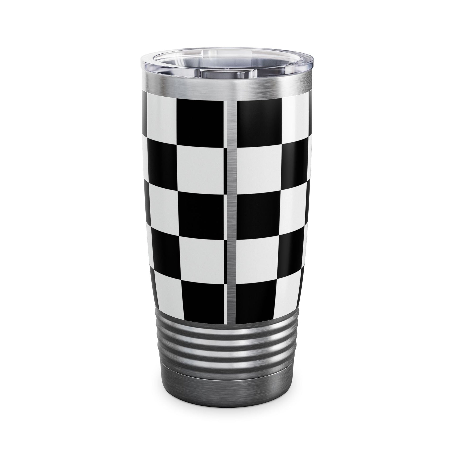Chic Checker Print Tumbler, 20oz | Stylish Travel Mug | Coffee Lover Gift | Black & White Drinkware | Premium Quality Coffee Mug