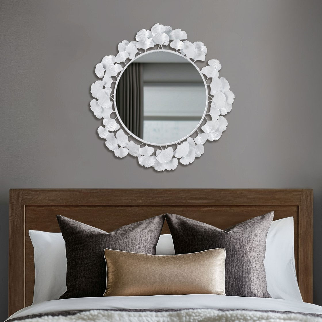 Eden Gingko Leaf Round Wall Mirror 30.5” Martha Stewart