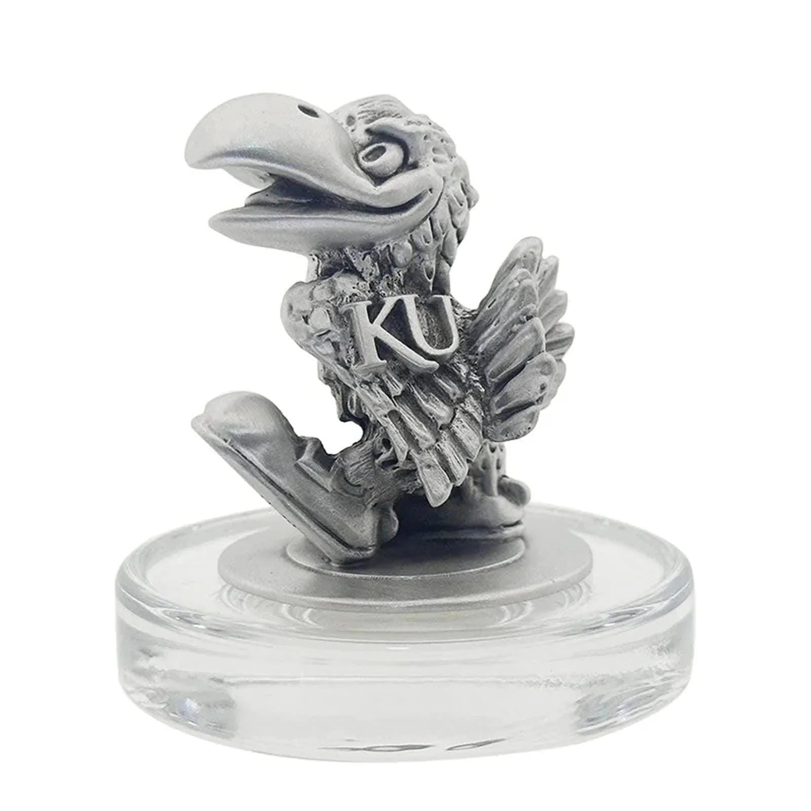 University of Kansas Heritage Decanter with 3D Top Jayhawks and 2 Glasses with Chest Box