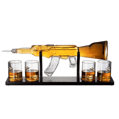 Gun Large Decanter Set Bullet Glasses - Limited Edition Elegant Rifle Gun Whiskey Decanter 22.5