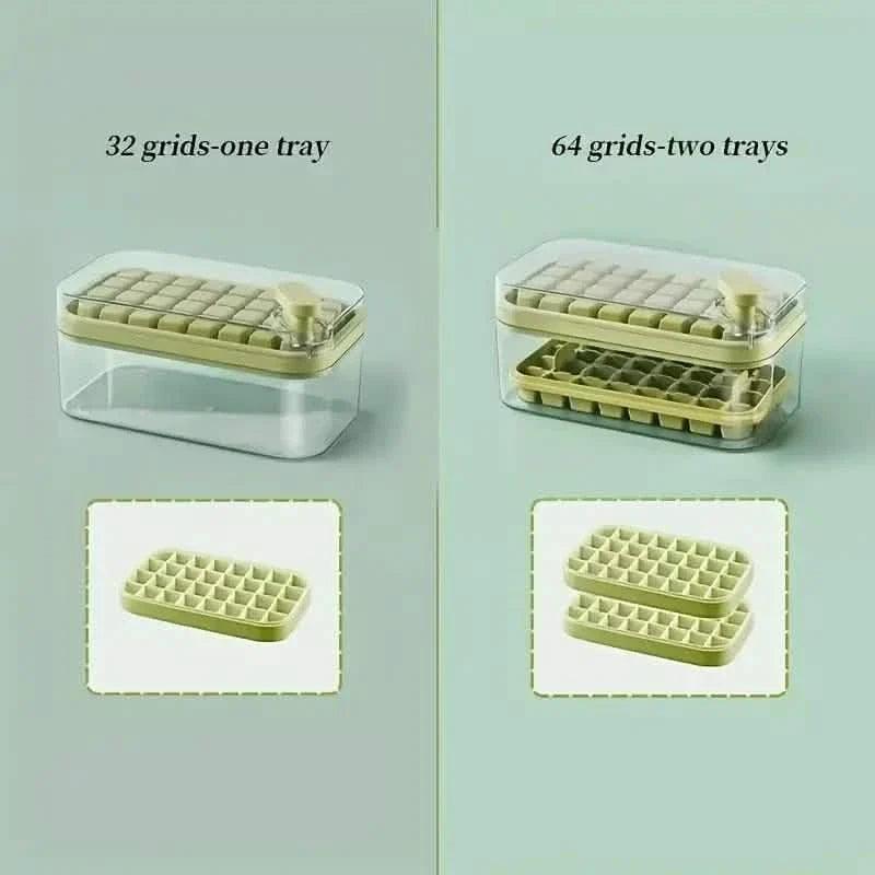101oz. Ice Cube Tray Set - 64 Pcs Silicone Ice Cube Tray With Lid & Bin