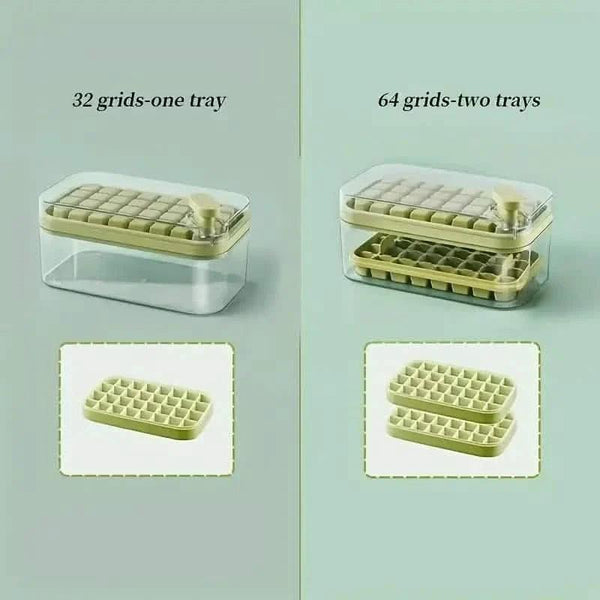 101oz. Ice Cube Tray Set - 64 Pcs Silicone Ice Cube Tray With Lid & Bin