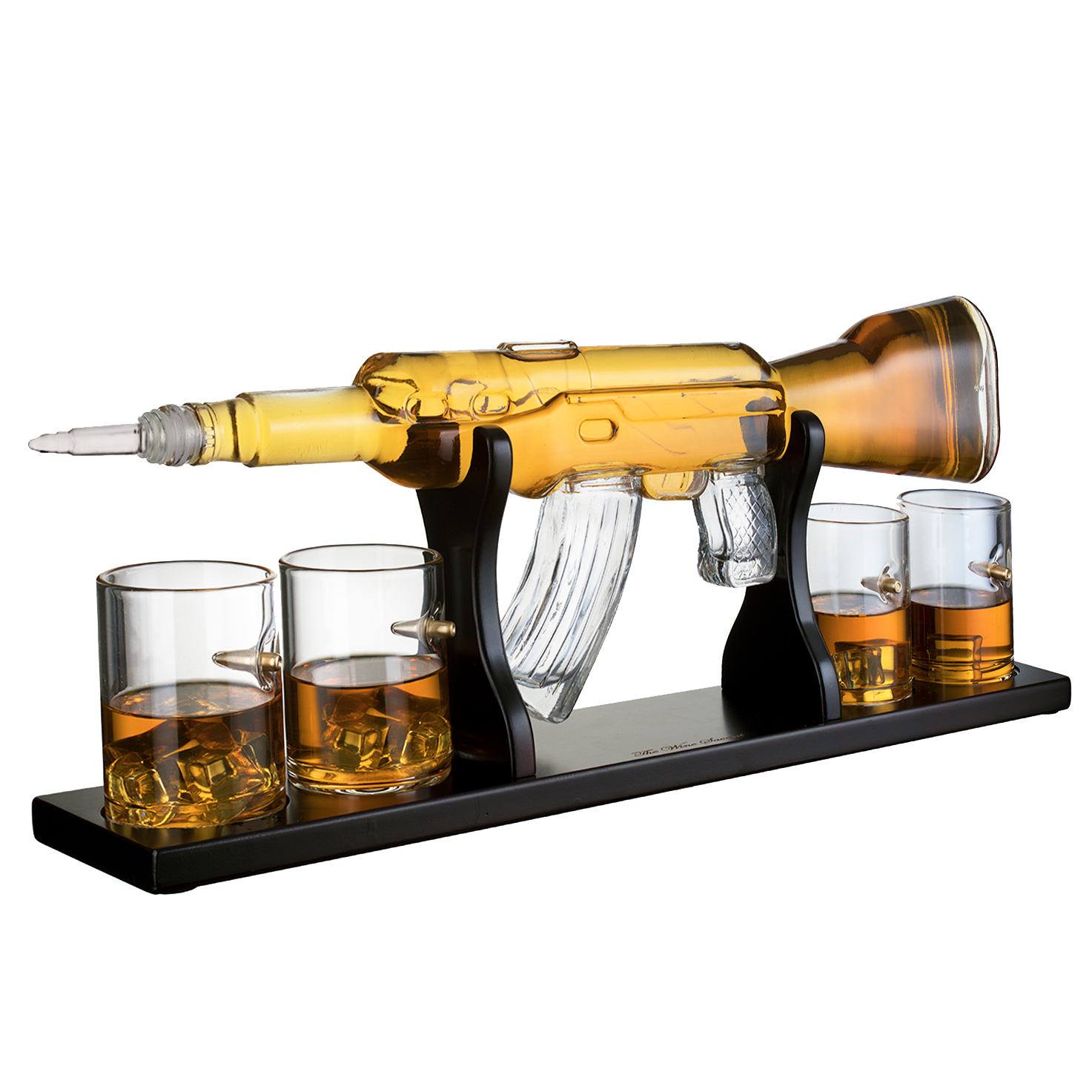 Gun Large Decanter Set Bullet Glasses - Limited Edition Elegant Rifle Gun Whiskey Decanter 22.5