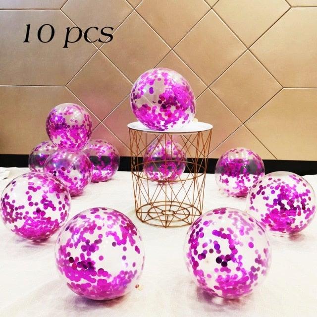 10/20 Star Metallic Confetti Latex Transparent 12inch Balloons For Baby Shower Birthday Party Wedding Decoration