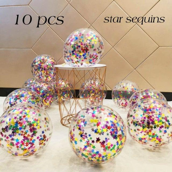 10/20 Star Metallic Confetti Latex Transparent 12inch Balloons For Baby Shower Birthday Party Wedding Decoration