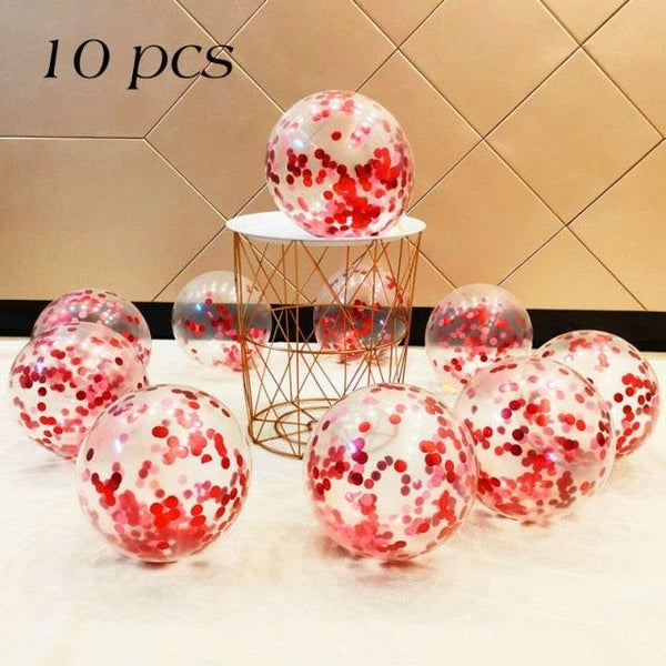 10/20 Star Metallic Confetti Latex Transparent 12inch Balloons For Baby Shower Birthday Party Wedding Decoration