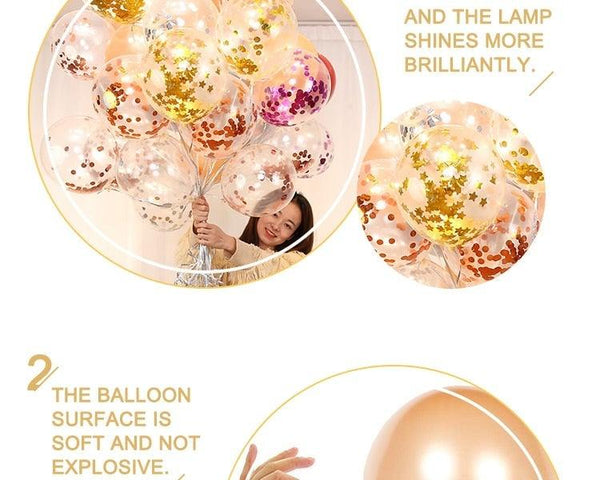 10/20 Star Metallic Confetti Latex Transparent 12inch Balloons For Baby Shower Birthday Party Wedding Decoration