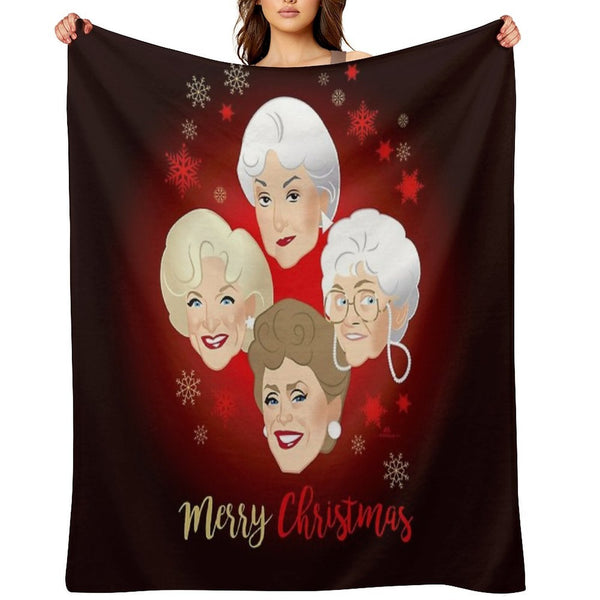 Golden Christmas Easy Care Throw Blanket
