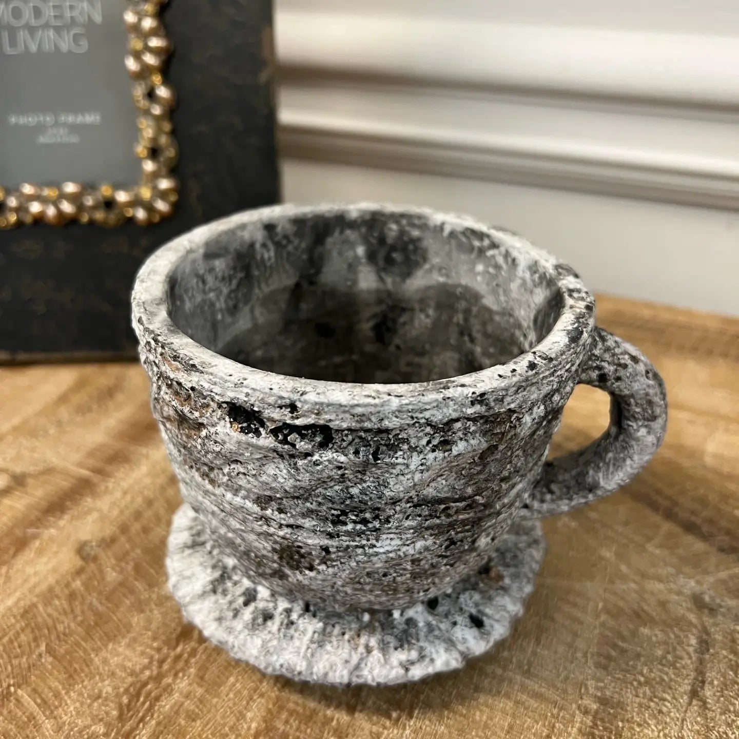 Cement Rustic Tea Cup Planter