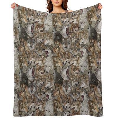 Wolves Pattern Velvety-soft Throw Blanket
