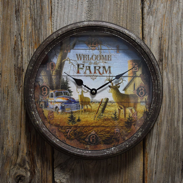 RIVERS EDGE DEER NOSTALGIC METAL CLOCK 15