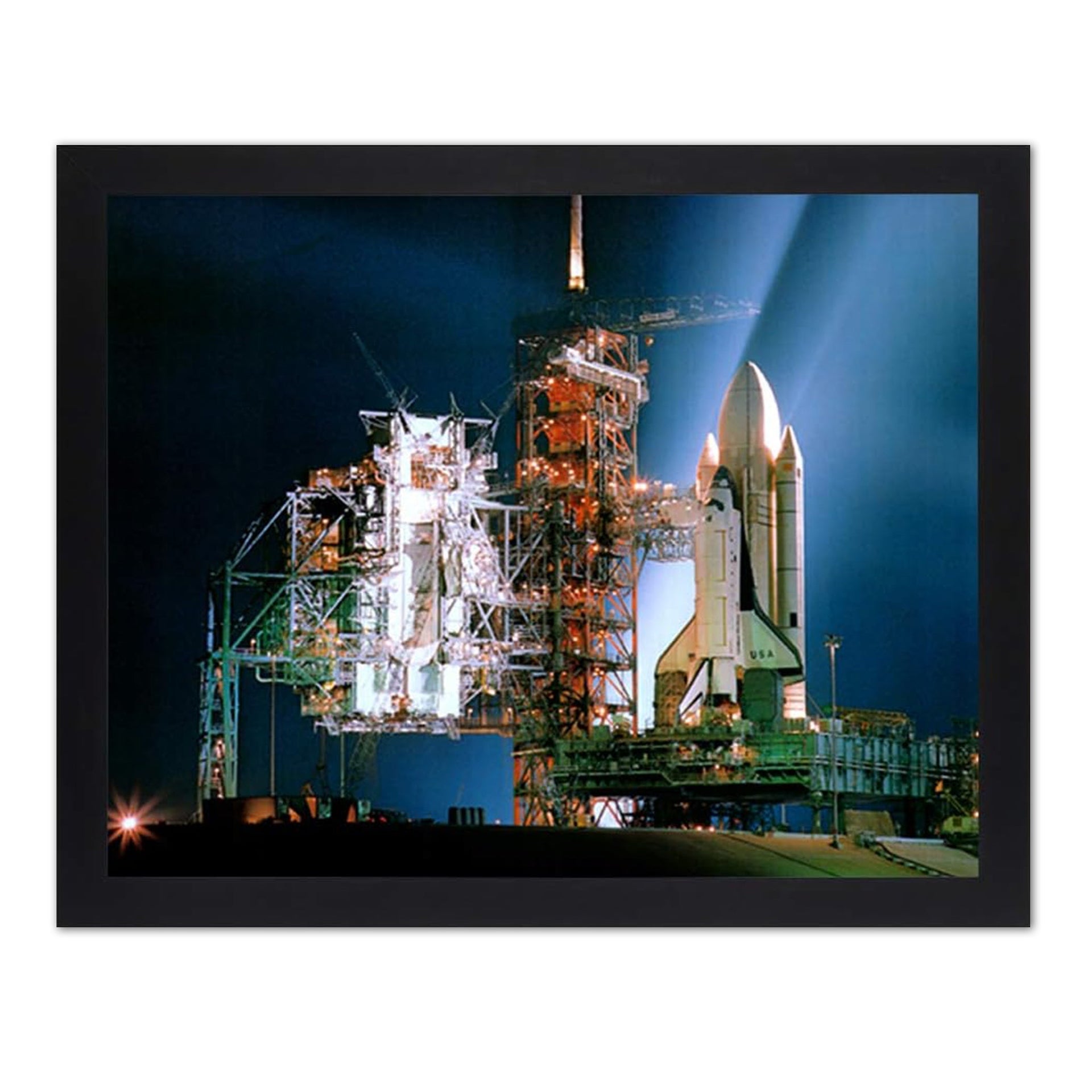 NASA Space Shuttle Art – Black Framed Space Shuttle Night Photo Print 16x20