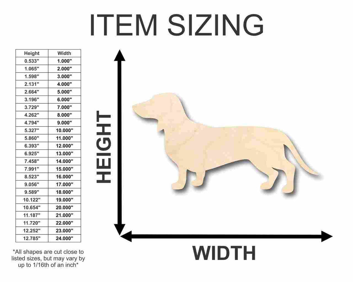 Unfinished Wood Dachshund Dog Shape - Animal - Pet - Craft - up to 46