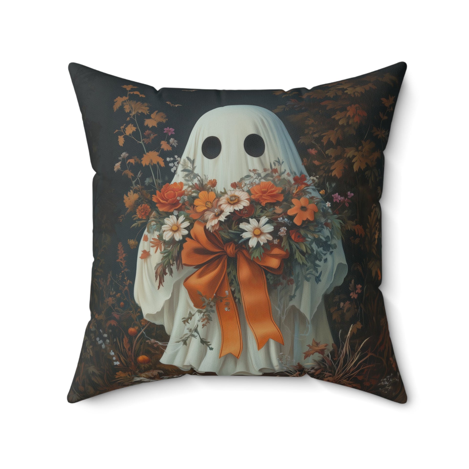 Microsuede Cushion / Halloween Art / Boho Ghost /