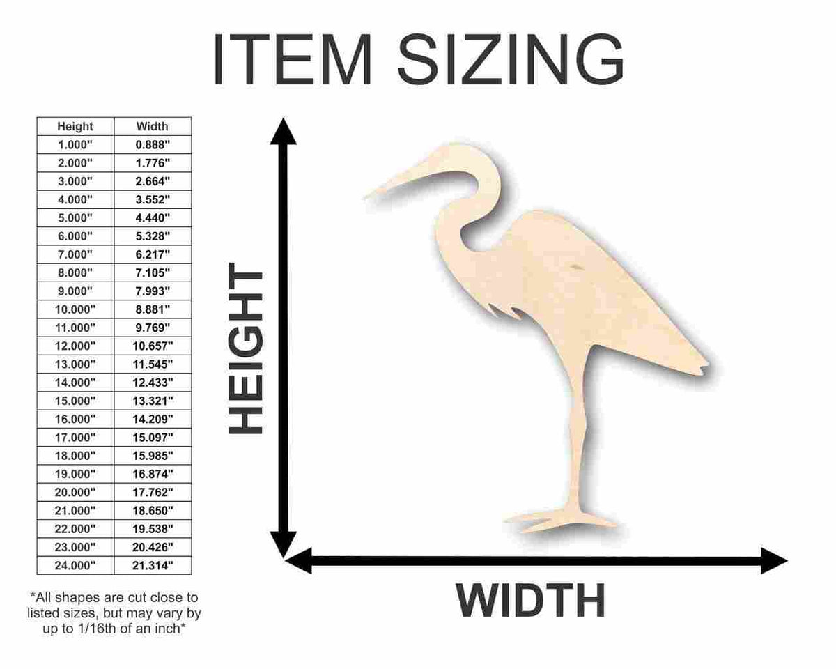Unfinished Wood Egret Shape - Animal - Wildlife - Craft - up to 46