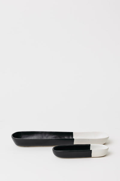 Dawson Olive Bowl - Matte Black/White - Set of 2