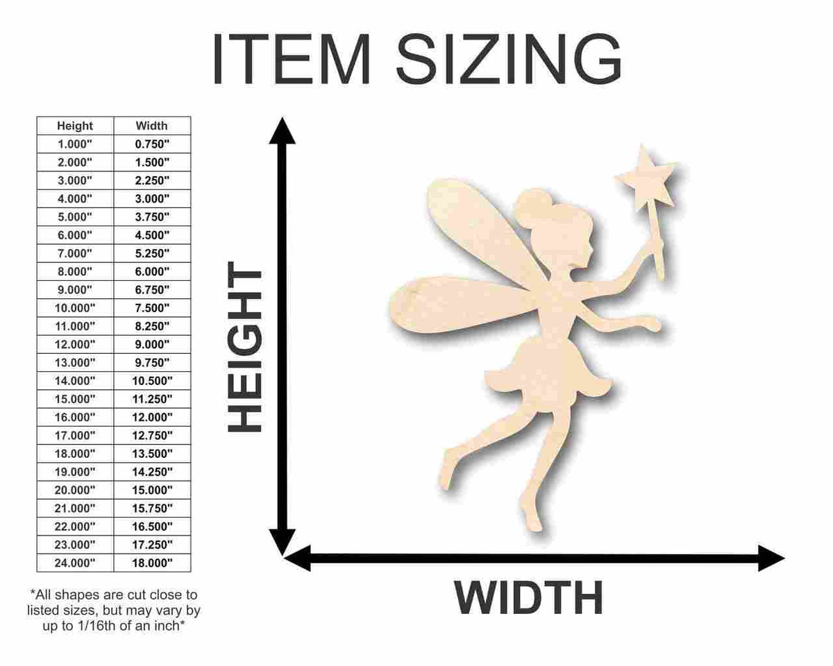Unfinished Wood Fairy Shape - Mythical - Craft - up to 46