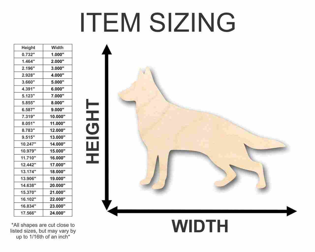 Unfinished Wood German Shepherd Dog Shape - Animal - Pet - Craft - up to 46