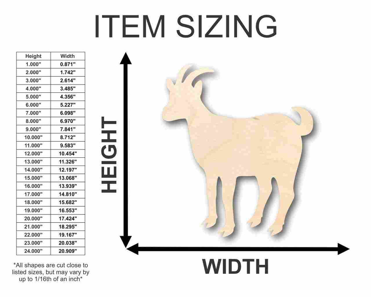 Unfinished Wood Goat Shape - Farm Animal - Craft - up to 46