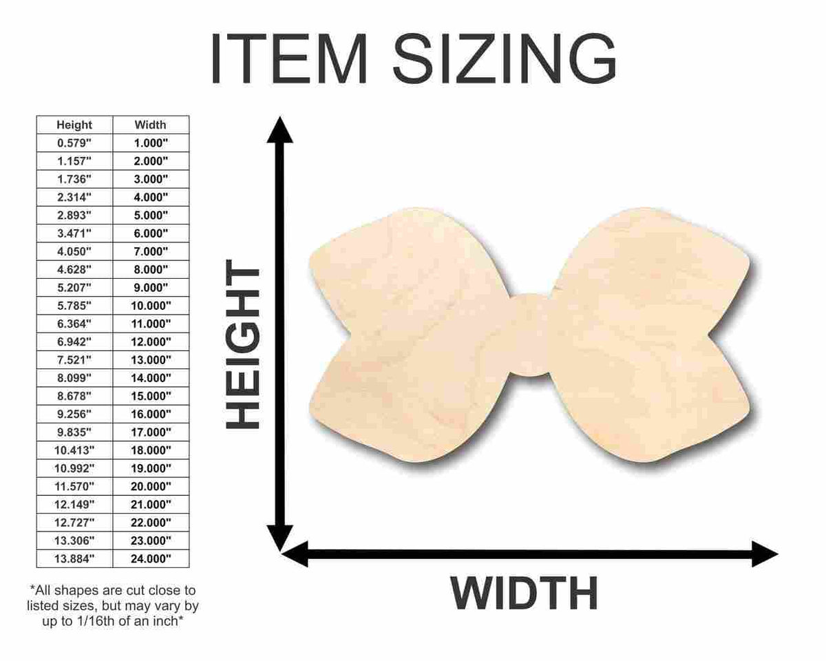 Unfinished Wood Hair Bow Shape - Craft - up to 46