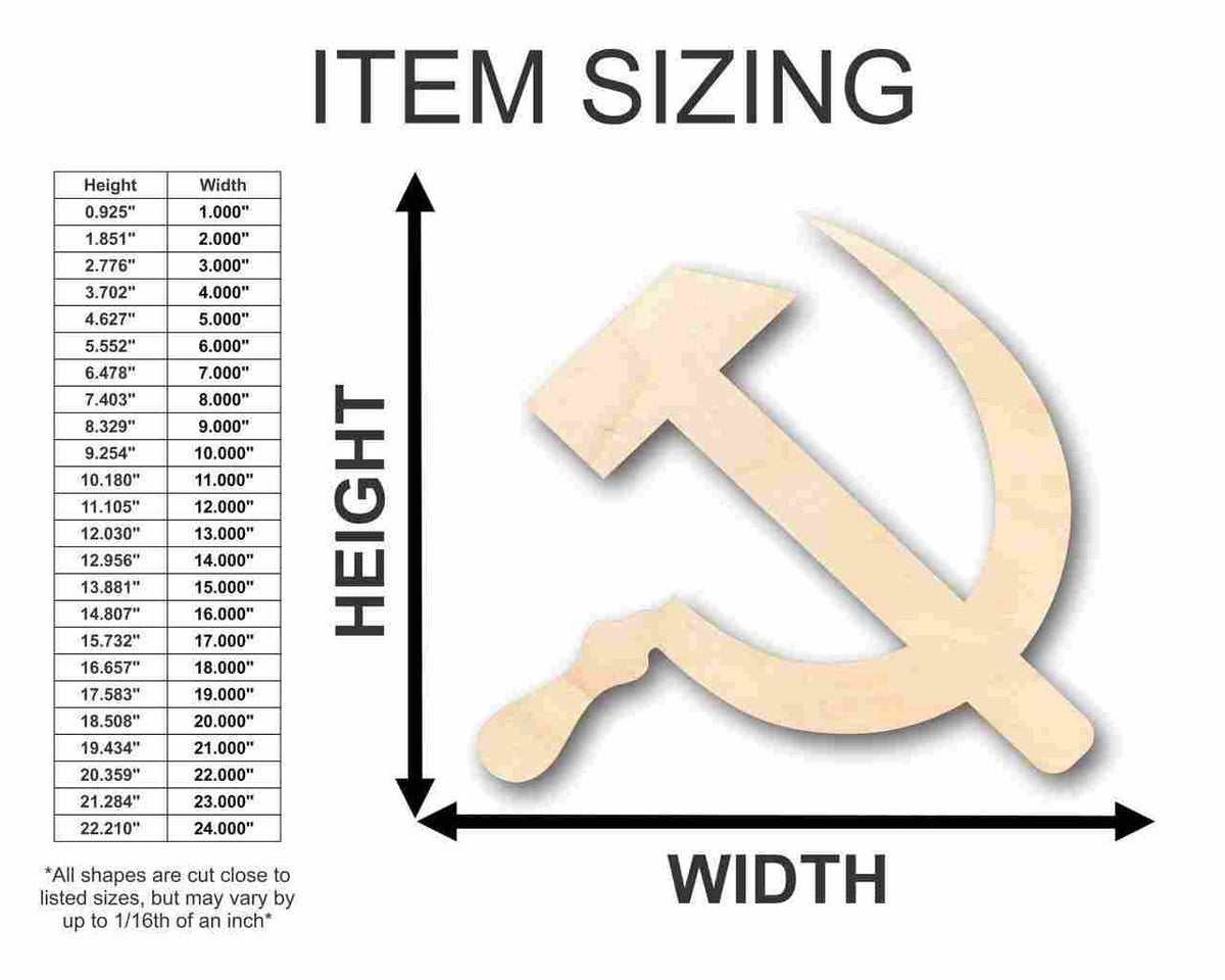 Unfinished Wood Hammer Sickle Shape - Soviet - Communism - Craft - up to 46
