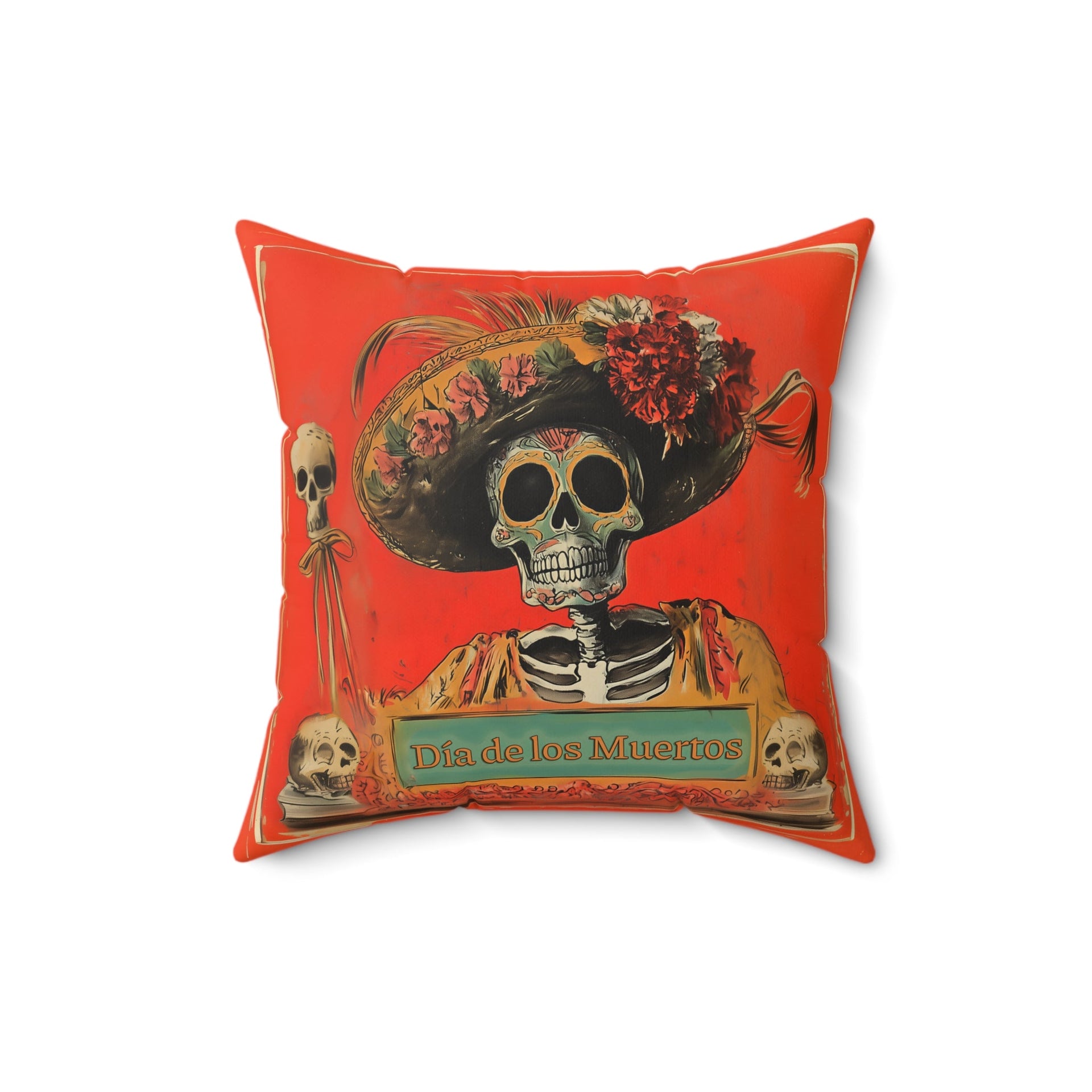 Microsuede Cushion / Dia de los Muertos Art / Skeleton 2 /
