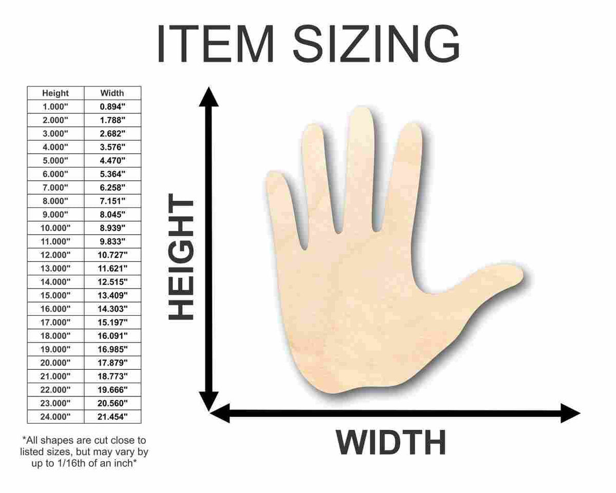 Unfinished Wood Hand Shape - Craft - up to 46