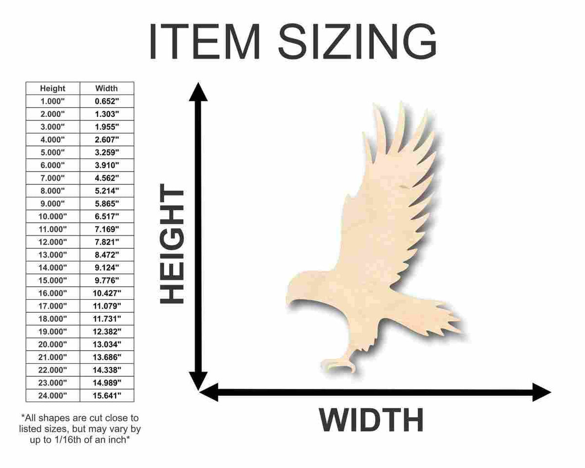 Unfinished Wood Hawk Shape - Animal - Wildlife - Craft - up to 46