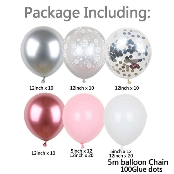 106pcs Blue Snowflake Birthday Balloon Party Ice Snow Decoration Baby Balloon Winter Christmas New Year Balloons Wedding and Birthday Party