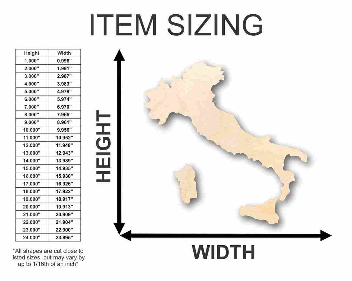 Unfinished Wood Italy Shape 3 Pieces - Country - Craft - up to 46
