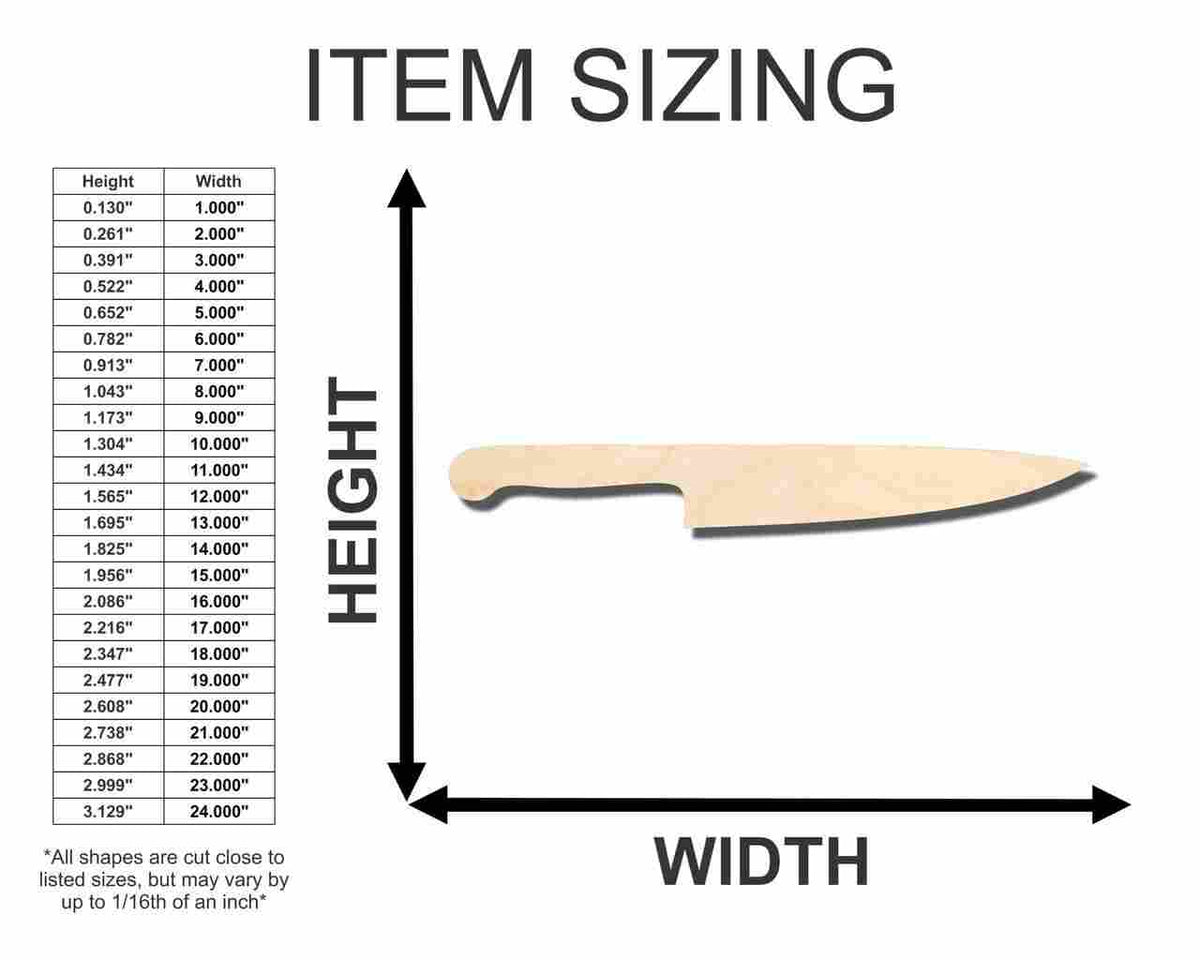 Unfinished Wood Knife Shape - Kitchen - Horror Halloween - Craft - up to 46