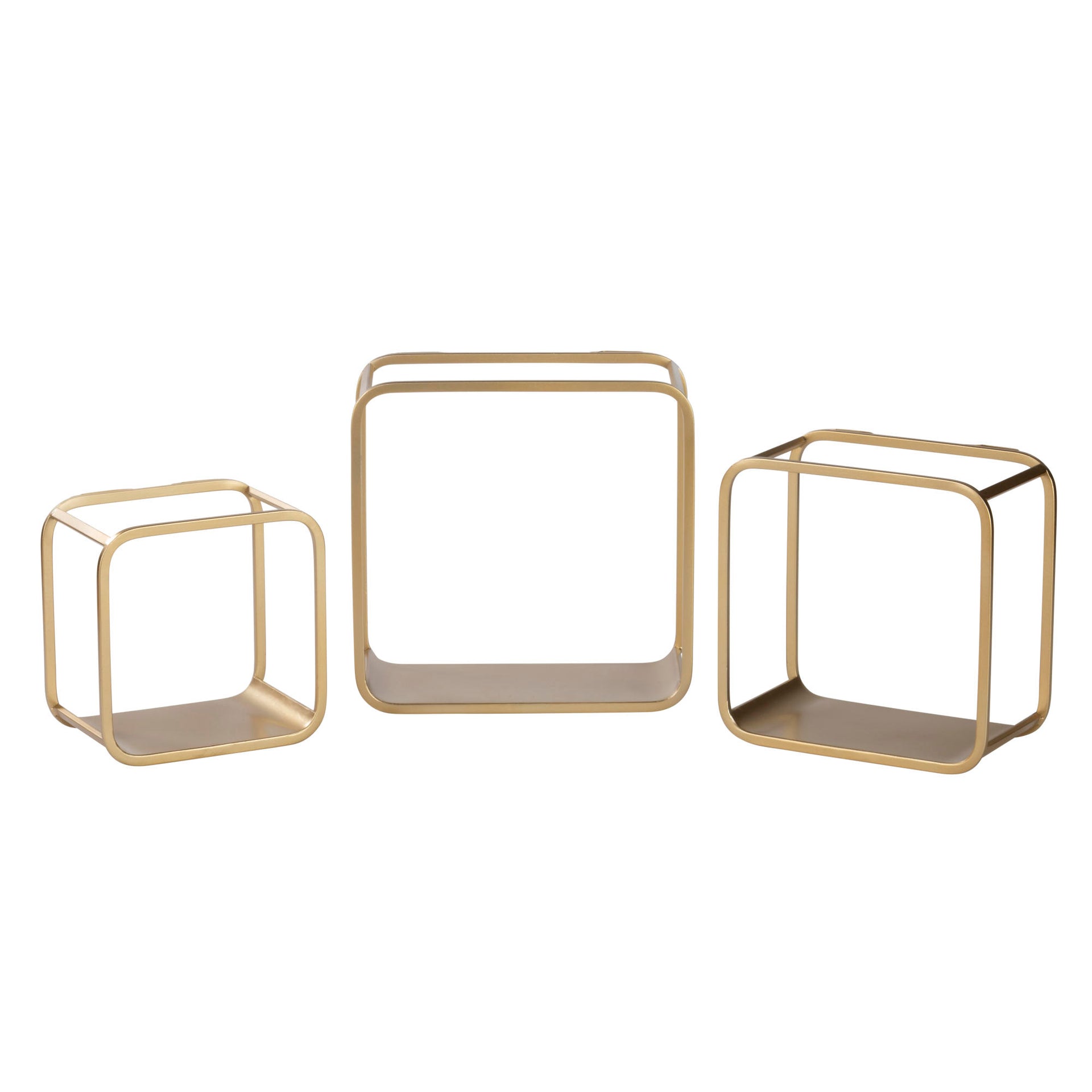 Square Cube Wall Shelves; Set of 3 - Metal