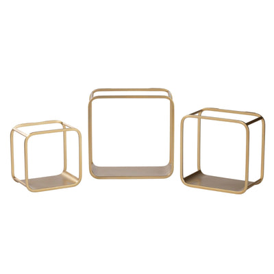 Square Cube Wall Shelves; Set of 3 - Metal