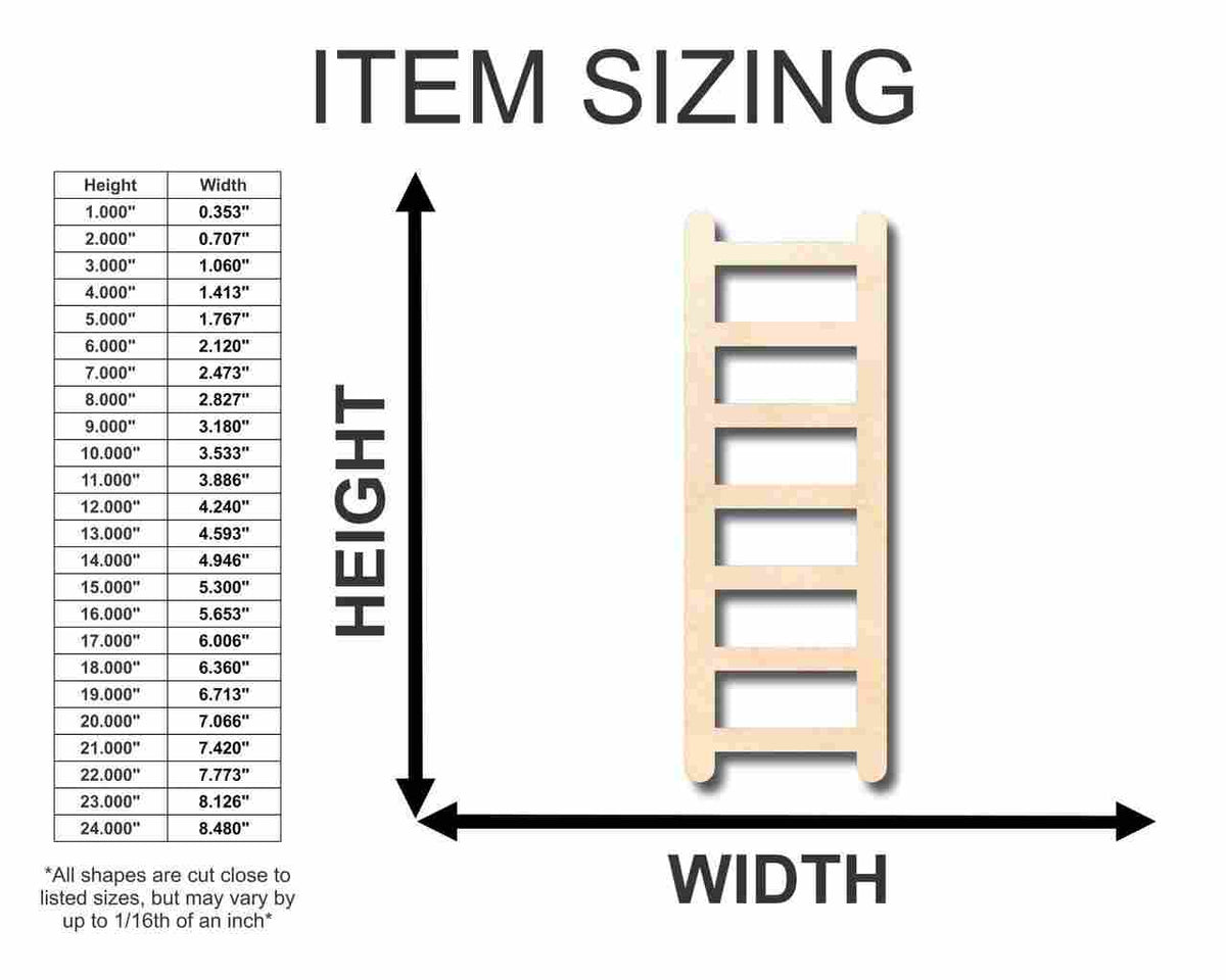 Unfinished Wood Ladder Shape - Fireman - Craft - up to 46