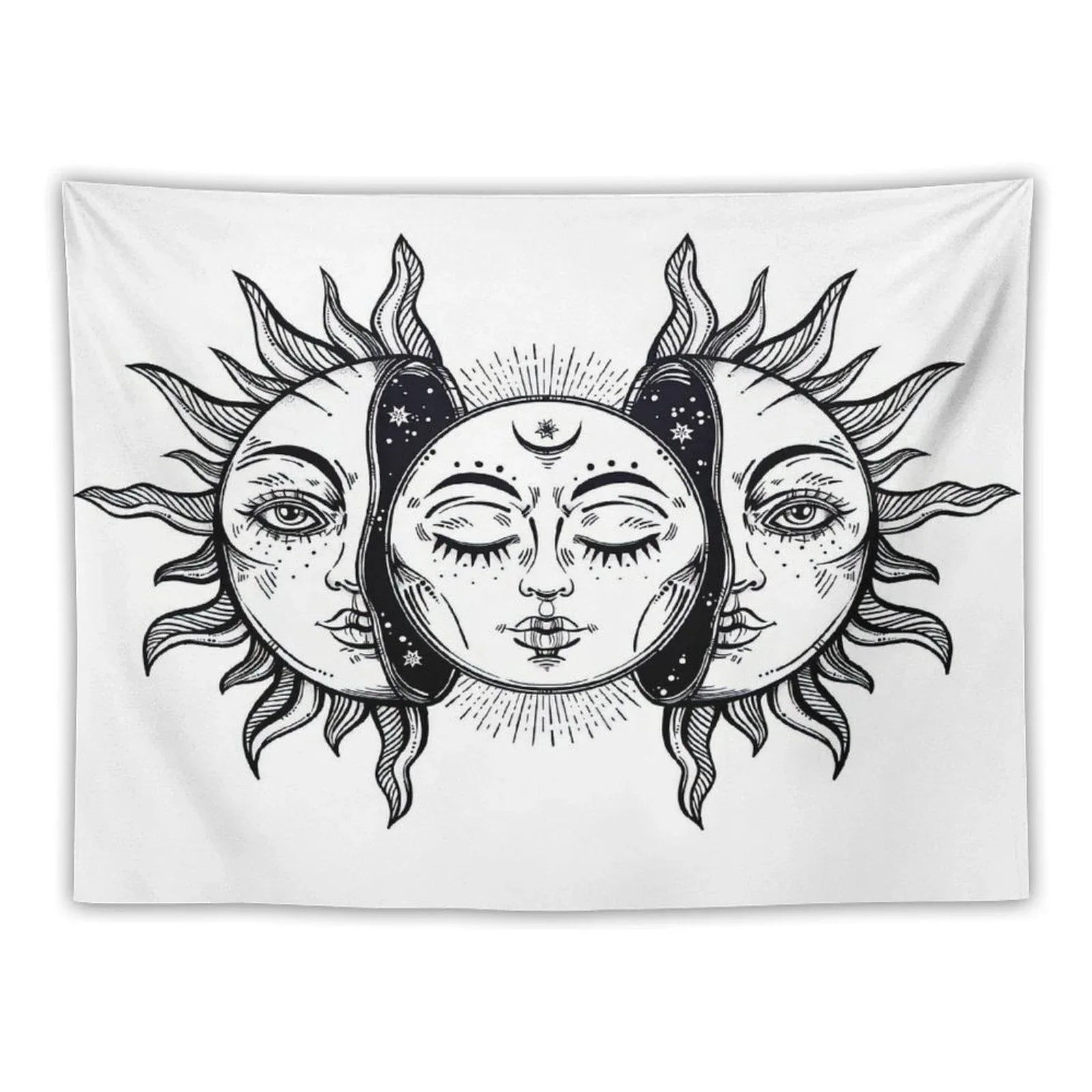 Vintage Solar Sun And Moon Tapestry