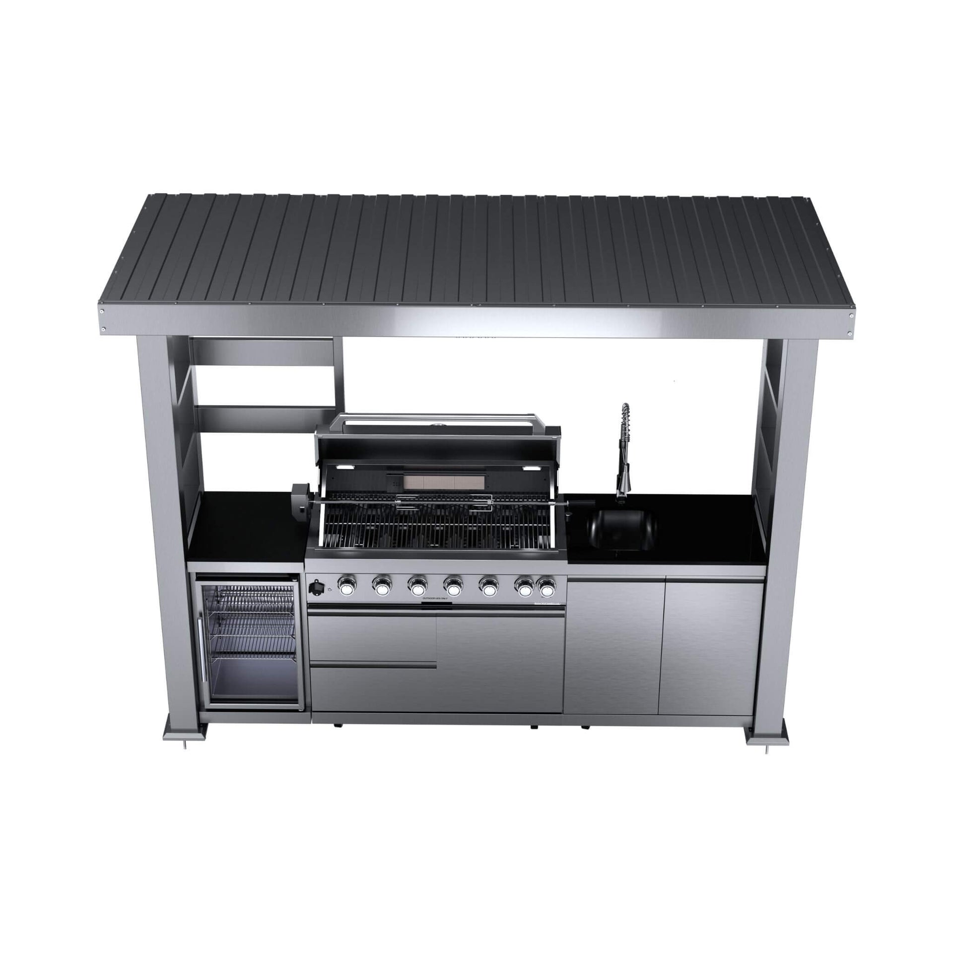Blaze 108-Inch 6-Burner 85K BTU Deluxe Stainless Steel Liquid Propane Outdoor Kitchen Grill Island With Wine Cooler, Rotisserie, Cabinets, And Granite Countertops (SAK58310)