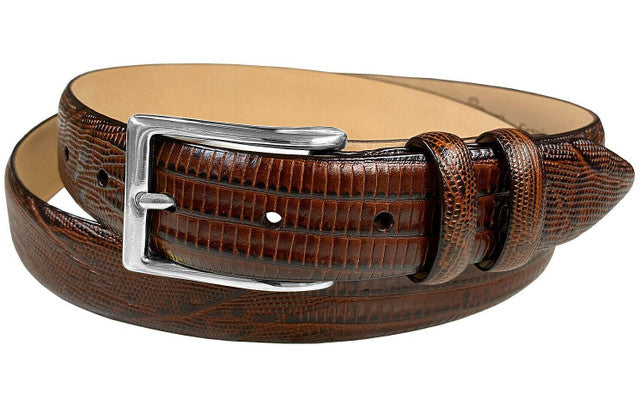 Silver Adam Solid Brass Buckle Genuine Full-Grain Cowhide Leather Dress Belt