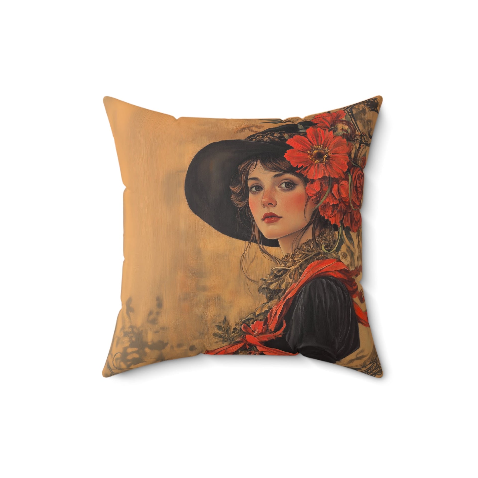 Microsuede Cushion / Autumn Fall Art / Woman - Amelia /