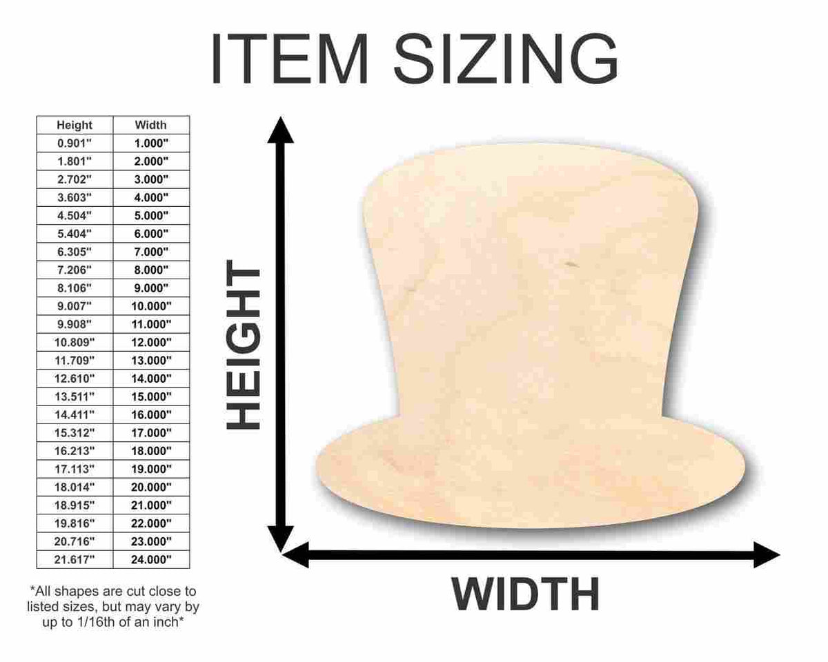 Unfinished Wood Hat - Magician's Top Hat- Craft up to 46