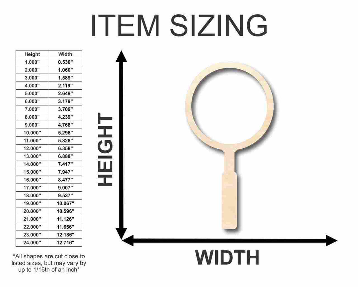Unfinished Wood Magnifying Glass Shape - Detective - Craft - up to 46