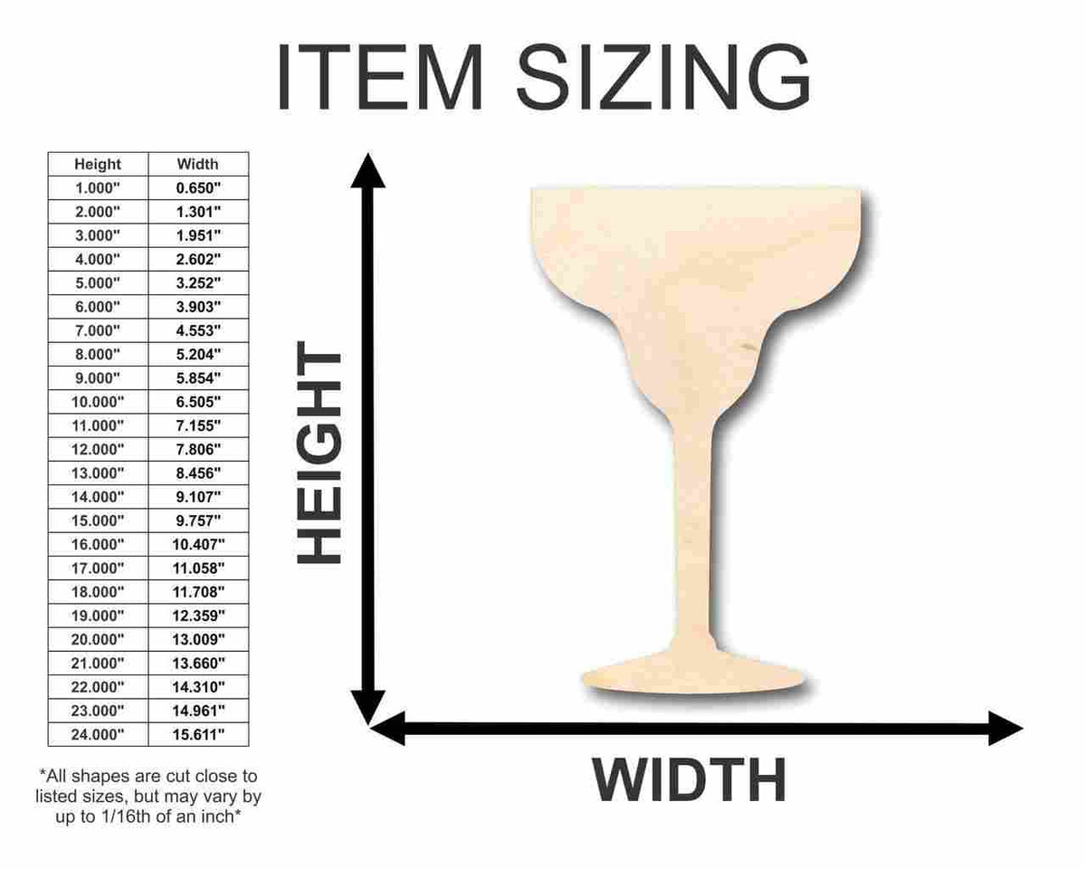 Unfinished Wood Margarita Shape - Bar - Craft - up to 46